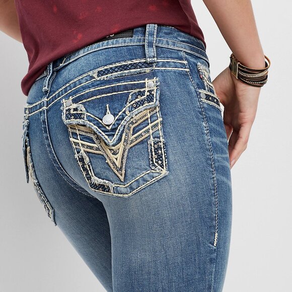 Vigoss The New York Bootcut Jeans Women’s Fits 27x33 Thick Stitch Embellished . - Picture 1 of 14